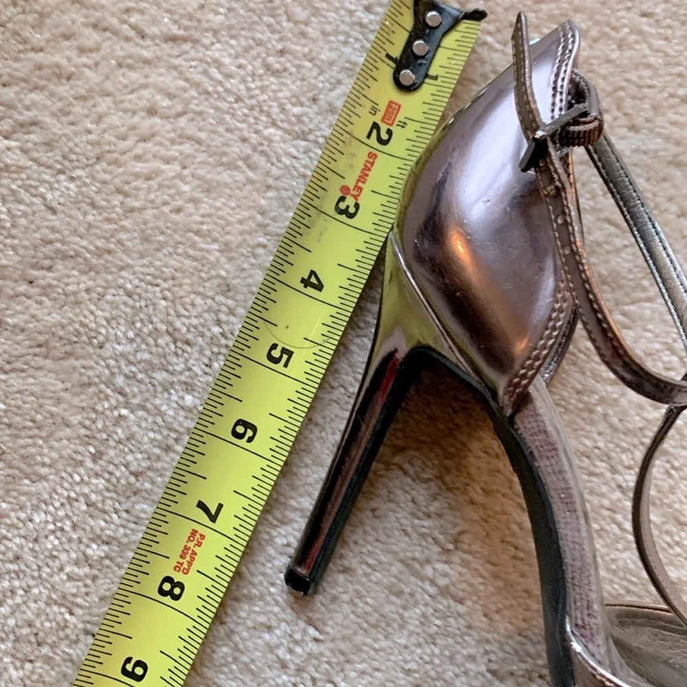 Silver T strap high heels size 9
